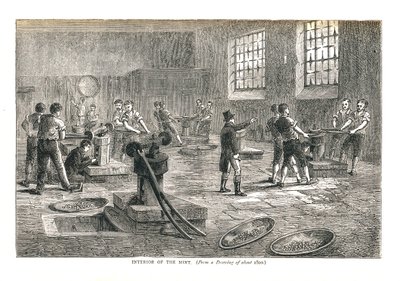 Yaklaşık 1800, 1878 tarihli bir çizimden Darphane İçi by Walter Thornbury