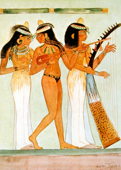 Eski Mısırlı müzisyenler ve dansçı, 1910 by Walter Tyndale