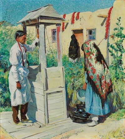 Bir Pueblo Kuyusu Sahnesi (tuval üzerine yağlı boya) by Walter Ufer