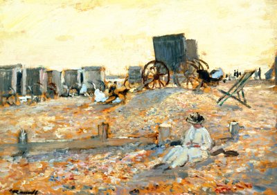 Sahil Sahnesi (panelde yağ) by Walter Westley Russell