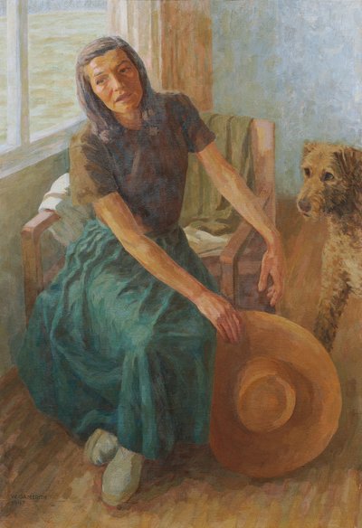 Grete Gamerith mit Hund "Puck" by Walther Gamerith
