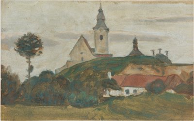 Kilise ve Köy ile Peyzaj by Walther Gamerith