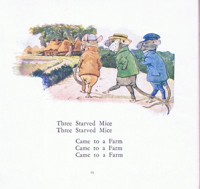 Üç aç fare, üç aç fare bir çiftliğe geliyor by Walton Corbould