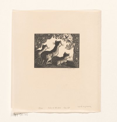 Bir pencere çerçevesinde üç kedi by Wanda Gág (signed by artist)