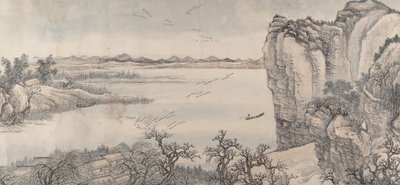 Juran ve Yan Wengui Tarzında Manzara, Tarihli 1713. by Wang Hui