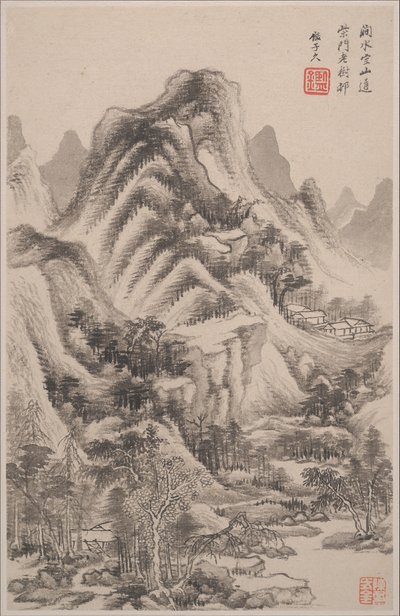 1668 tarihli eski ustaların tarzlarında manzaralar. by Wang Jian