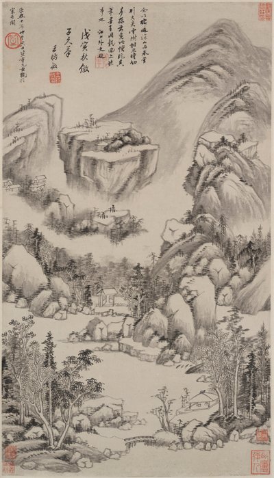 Huang Gongwang tarzında manzara by Wang Shimin
