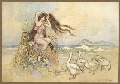 The Two Cakes'ten Deniz Kıyısındaki Marziella. by Warwick Goble