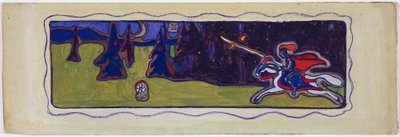 Alacakaranlık, verso: bir çiftin taslağı by Wassily Kandinsky