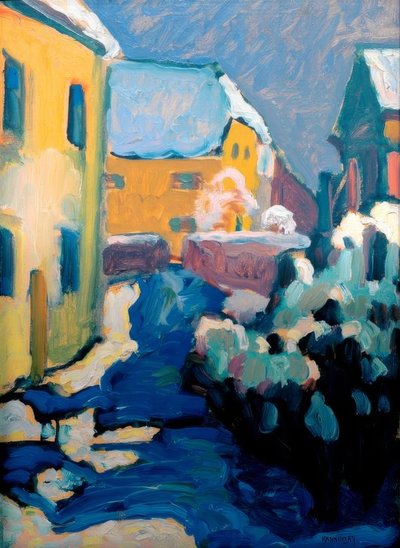 Kochel - mezarlık ve papaz evi by Wassily Kandinsky