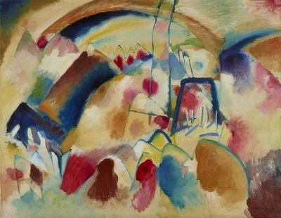 Bir kilise ile manzara (kırmızı benekli manzara I). 1913 by Wassily Kandinsky