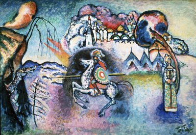 ""Süvari (Lydda'lı Aziz George)"" Wassily Kandinsky'nin (veya Wassily Kandinski veya Kandinskij) tablosu by Wassily Kandinsky