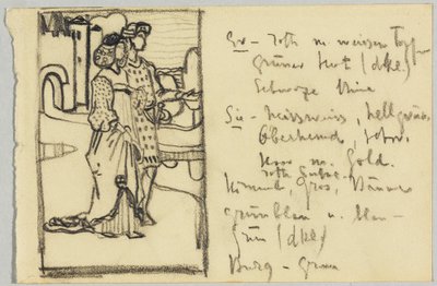 Kalenin önünde ortaçağ kostümlü çift by Wassily Kandinsky