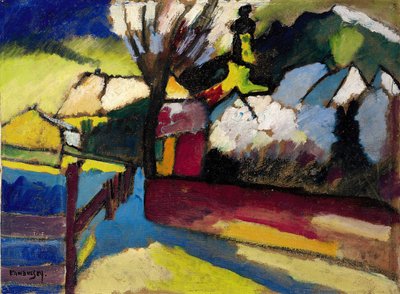 ""Ağaçlı sonbahar manzarası"" Wassily Kandinsky'nin (veya Wassily Kandinski veya Kandinskij) tablosu by Wassily Kandinsky
