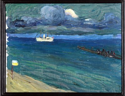Rapallo (İtalya). Bir vapur ile manzara. (Rapallo. Vapurlu Manzara). Wassily Kandinsky (veya Wassily Kandinski veya Kandinskij) tarafından yapılan boyama by Wassily Kandinsky