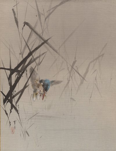 Sazlıklar Arasında Balık Yakalayan Kuş, ca. 1887. by Watanabe Seitei