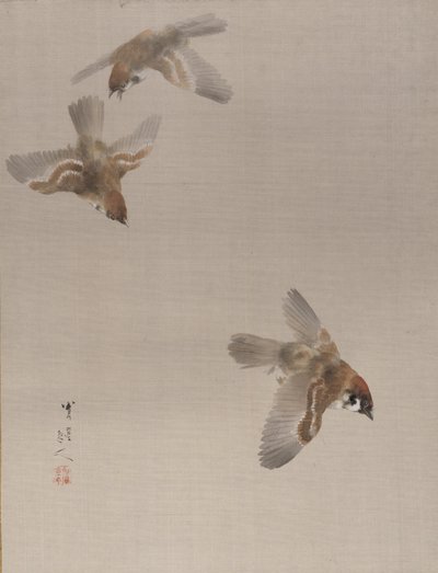 Uçan Serçeler, ca. 1887. by Watanabe Seitei