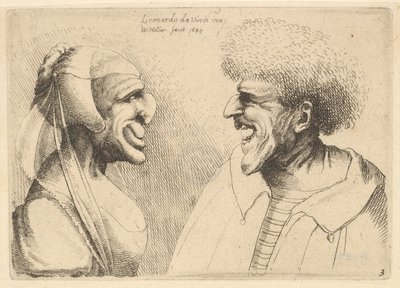 Yüzleri birbirine bakan deforme bir çift, 1645. by Wenceslaus Hollar