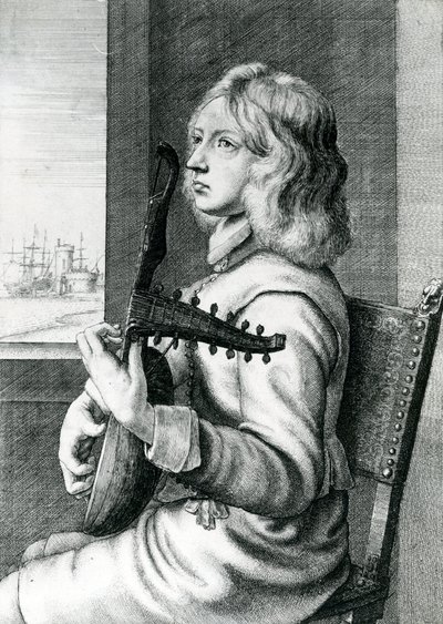 Barok Ud çalgıcısı by Wenceslaus Hollar