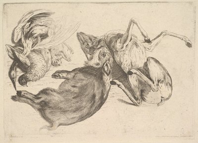 Domuz, geyik, balıkçıl ve diğer oyun, 1625-77. by Wenceslaus Hollar
