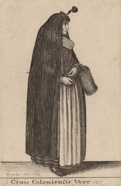 Koloniler vatandaşının karısı, 1643. by Wenceslaus Hollar