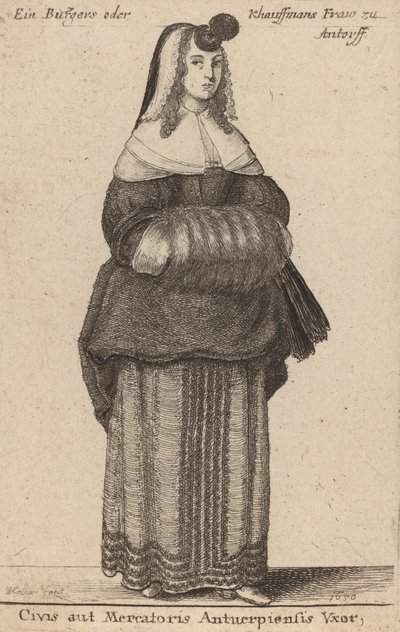 Anvers vatandaşı veya tüccarının karısı, 1650 by Wenceslaus Hollar