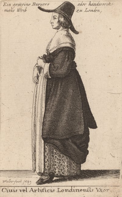 Londralı bir sanatçının veya vatandaşın karısı, 1643 by Wenceslaus Hollar