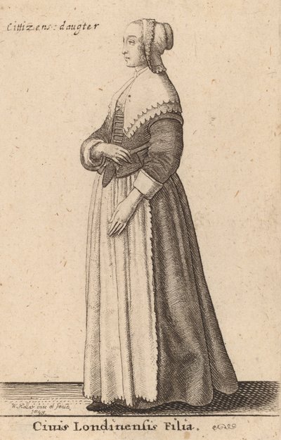 Bir Londra vatandaşının kızı, 1643 by Wenceslaus Hollar