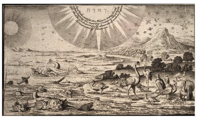 Kuşların ve balıkların yaratılması. durum 1 by Wenceslaus Hollar