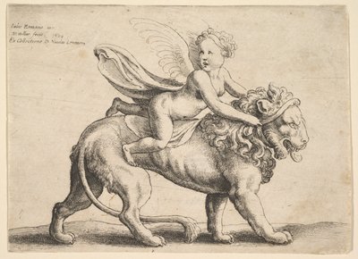 Aslan üzerindeki aşk tanrısı, 1652. by Wenceslaus Hollar