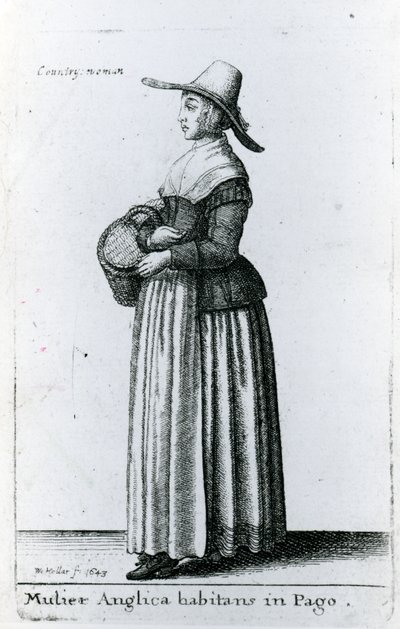İngiliz Köylü Kadın, 1643 by Wenceslaus Hollar