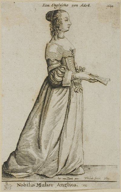 İngiliz asilzadesi by Wenceslaus Hollar