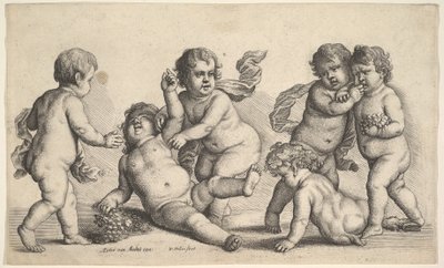 Beş erkek ve bir satir, 1646. by Wenceslaus Hollar