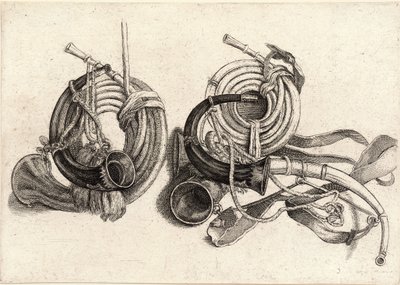 Beş av boynuzu by Wenceslaus Hollar
