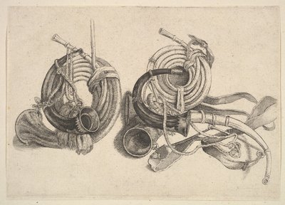 Beş av boynuzu, 1625-77. by Wenceslaus Hollar