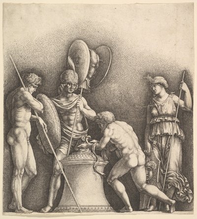 Dört klasik figür pagan kurbanı, 1638. by Wenceslaus Hollar