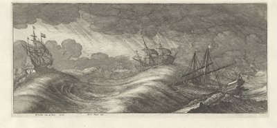 Kadırga ve diğer gemiler bir deniz fırtınasında Deniz fırtınaları (dizi başlığı) by Wenceslaus Hollar