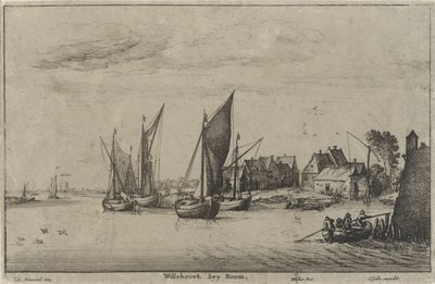 Mechelen yakınlarındaki Willebroek manzarası Willebroek bey Boom (nesne üzerindeki başlık) Nehir Manzaraları ve Kıyı Manzaraları (dizi başlığı) by Wenceslaus Hollar