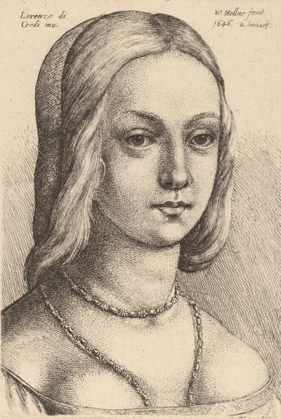 Sağa Bakan Kadın Başkanı. by Wenceslaus Hollar