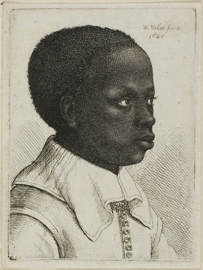 Sağdaki Profilde Genç Siyah Bir Çocuğun Başı by Wenceslaus Hollar