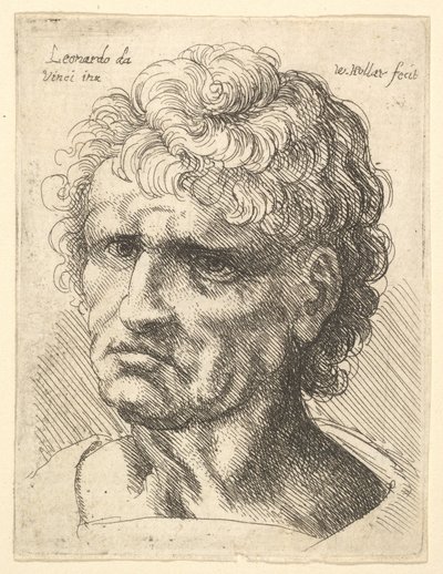 Ciddi ifadeli bir adamın başı, 1625-77. by Wenceslaus Hollar