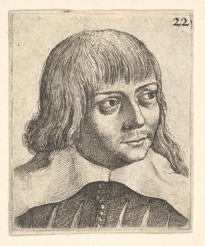 Genç bir adamın başı, hafifçe sağa döndü, 1625-77. by Wenceslaus Hollar