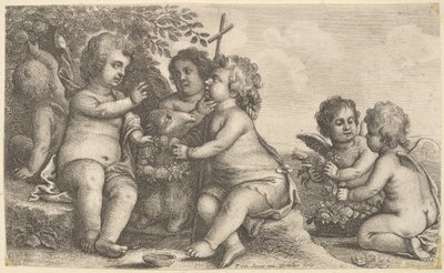 İsa, Vaftizci Yahya ve dört melek, 1625-77. by Wenceslaus Hollar
