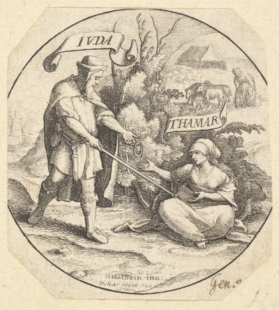 Yahuda ve Tamar, 1640. by Wenceslaus Hollar