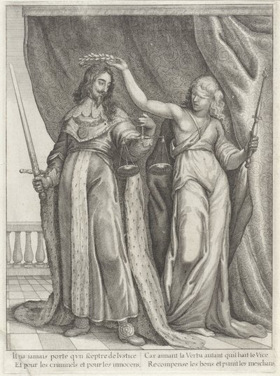 İngiltere Kralı I. Charles, Justitia Tarafından Övüldü by Wenceslaus Hollar