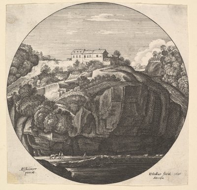 Kayalıklarda bir ev ile manzara, 1646. by Wenceslaus Hollar