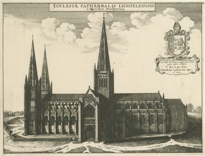 Lichfield Katedrali - Güney Görünümü: gravür, 1672 by Wenceslaus Hollar