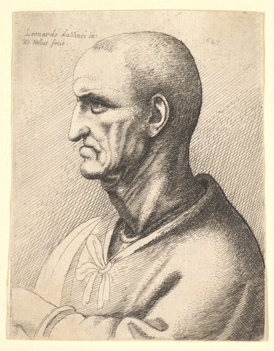 Profilde sert ifadeli adam, 1645. by Wenceslaus Hollar