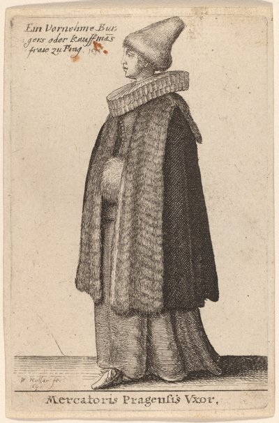 Prag tüccarının karısı by Wenceslaus Hollar