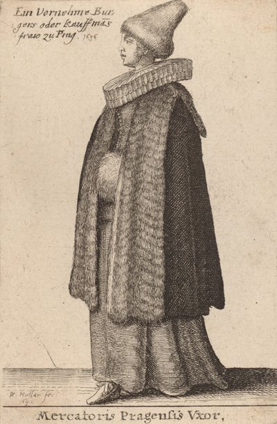 Praglı bir tüccarın karısı, 1642 by Wenceslaus Hollar